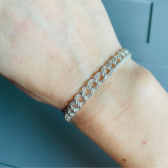 Double Link Interlocking Circles Sterling Silver Chain Italian Charm Bra… - Picture 2 of 8